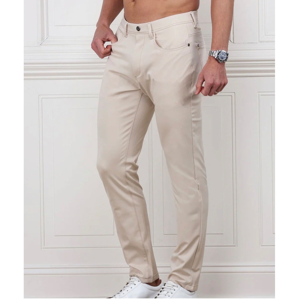 Collars & Co Mens 38x30 CEO Tech Pull-On Pants Stone Performance Stretch‎ NEW